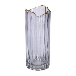Ваза декоративна Glass Flower скляна 30 см, сірий. Photo 3