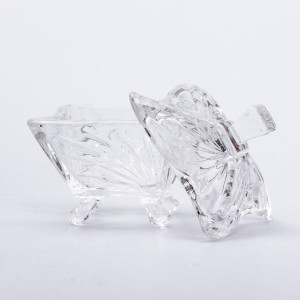 Цукорниця з кришкою 7.5×7.5×9 см ваза цукорниця скляна. Photo 3