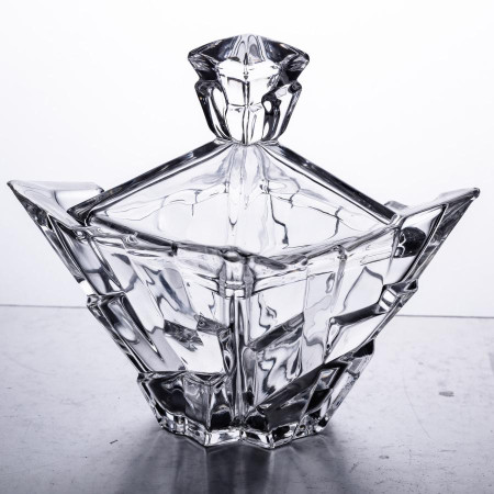 Цукорниця з кришкою 16×16×19 см ваза цукорниця квадратна скляна