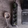 Мережевий фільтр 2.8 м подовжувач на 4 розетки з 3 USB 1 Type-C та кнопкою відключення HP-5-13MF