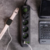 Мережевий фільтр 4.35 м подовжувач на 4 розетки з 3 USB 1 Type-C та кнопкою відключення HP-5-14
