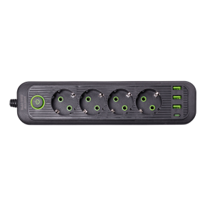 Мережевий фільтр 4.35 м подовжувач на 4 розетки з 3 USB 1 Type-C та кнопкою відключення HP-5-14. Photo 3