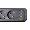 Мережевий фільтр 4.35 м подовжувач на 4 розетки з 3 USB 1 Type-C та кнопкою відключення HP-5-14