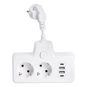 Мережевий фільтр на 2 євро розетки з 2 USB та 2 Type-C білий HP-5-17