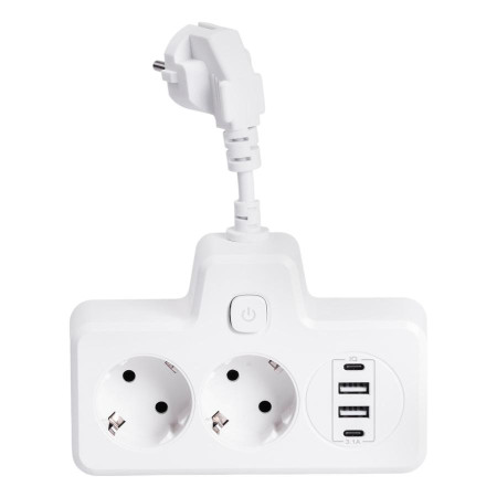 Мережевий фільтр на 2 євро розетки з 2 USB та 2 Type-C білий HP-5-17