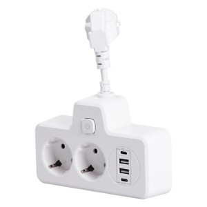 Мережевий фільтр на 2 євро розетки з 2 USB та 2 Type-C білий HP-5-17. Photo 2