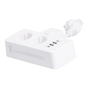 Мережевий фільтр на 2 євро розетки з 2 USB та 2 Type-C білий HP-5-17. Photo 3