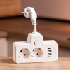 Мережевий фільтр на 2 євро розетки з 2 USB та 2 Type-C білий HP-5-17