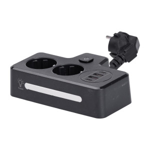 Мережевий фільтр на 2 євро розетки з 2 USB та 2 Type-C чорний HP-5-18. Photo 3
