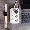 Мережевий фільтр кабель 4.75 м подовжувач F16 на 3 розетки 4 usb 2 type-c та кнопкою відключення Білий HP-5-21