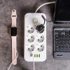 Мережевий фільтр 3 м подовжувач F06U на 6 розеток 4 USB 1 Type-C та кнопкою відключення Білий HP-5-23