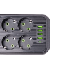 Мережевий фільтр 5 м подовжувач F06U на 6 розеток 4 USB 1 Type-C та кнопкою відключення Чорний HP-5-26