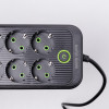 Мережевий фільтр 2.8 м подовжувач на 8 розеток з 3 USB 1 Type-C та кнопкою відключення F20U Чорний HP-5-28