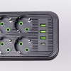Мережевий фільтр 2.8 м подовжувач на 8 розеток з 3 USB 1 Type-C та кнопкою відключення F20U Чорний HP-5-28