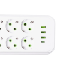 Мережевий фільтр 4.7 м подовжувач на 8 розеток з 3 USB 1 Type-C та кнопкою відключення F20U Чорний HP-5-29