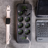 Мережевий фільтр 4.8 м подовжувач на 8 розеток з 3 USB 1 Type-C та кнопкою відключення F20U Білий HP-5-30
