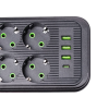 Мережевий фільтр 4.8 м подовжувач на 8 розеток з 3 USB 1 Type-C та кнопкою відключення F20U Білий HP-5-30