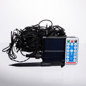 Новорічна гірлянда вулична 30 м 300 LED з сонячною батареєю чорний провід Жовтий SB300L30MBY. Photo 3