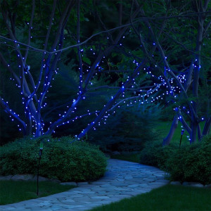 Новорічна гірлянда вулична 50 м 500 LED з сонячною батареєю чорний провід Синій SB500L50MBBL. Photo 3