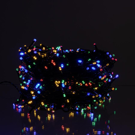 Новорічна гірлянда вулична 50 м 500 LED з сонячною батареєю чорний провід Мультиколор SB500L50MBML