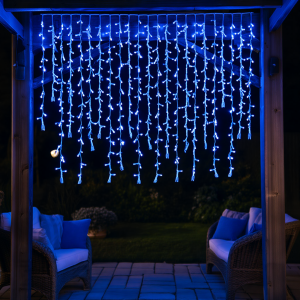 Вулична гірлянда Бахрома 36 м 600 LED білий провід Синій 36MWBL. Photo 2
