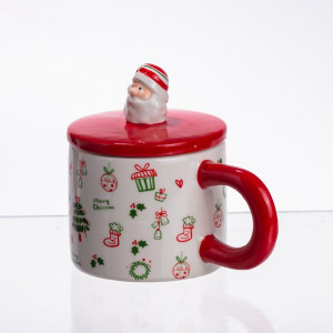 Новорічна порцелянова чашка з кришкою Merry Christmas 350 (мл) CR-1-20. Photo 2