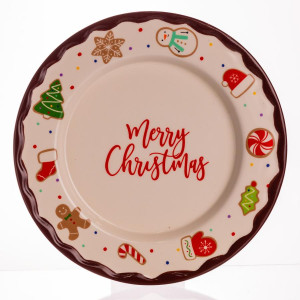 Новорічна тарілка з порцеляни Merry Christmas т Ø27.5 см CR-1-39