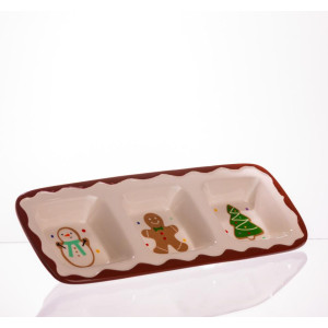 Менажниця порцелянова Merry Christmas на 3 секції 30×11×2.5 (см) прямокутна CR-1-41. Photo 2