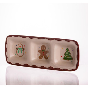 Менажниця порцелянова Merry Christmas на 3 секції 30×11×2.5 (см) прямокутна CR-1-41. Photo 3