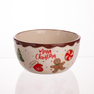 Тарілка супова порцелянова новорічна Ø15 (см) Merry Christmas 800 мл CR-1-44