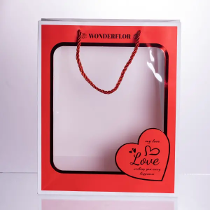 Набір подарункових пакетів з паперу Love з віконцем 12 шт 26×10×32 см HP-10359-18