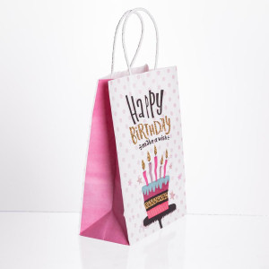 Набір подарункових пакетів з паперу 12 шт Happy Birthday 15×8×21 см Рожевий HP-10359-23PK. Photo 3