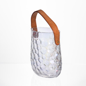 Ваза сумочка з ручкою 13×9.5×18 (см) декоративна скляна ваза для квітів 1.2 (л) Прозорий HP-19-153-6. Photo 3