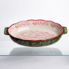 Форма для запікання Vintage 35×22×5 (см) овальна з ручками Зелена HM05-03