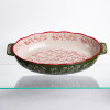 Форма для запікання Vintage 35×22×5 (см) овальна з ручками Зелена HM05-03