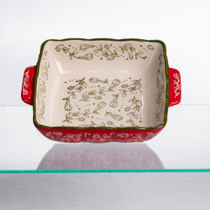 Форма для запікання Vintage 20×16.5×4 (см) квадратна з ручками Червона HM04-13
