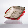 Форма для запікання Vintage 20×16.5×4 (см) квадратна з ручками Червона HM04-13