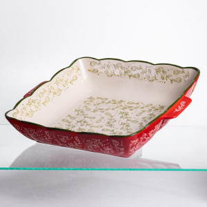 Форма для запікання Vintage 34×30×7 (см) квадратна форма для випікання в духовці з ручками Червона HM04-16