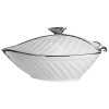 Супниця 800 (мл) порцелянова 26×18×14 (см) з кришкою Білий з сріблом XL-4074AS
