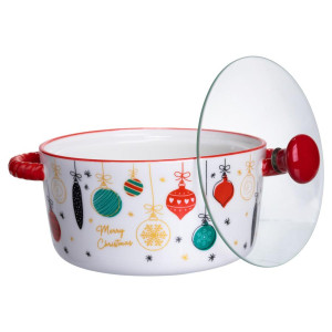 Супниця порцелянова Merry Christmas новорічна  800 (мл) з кришкою Yiwu FM-CS-9B. Photo 3