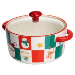 Супниця порцелянова Christmas новорічна  800 (мл) з кришкою Yiwu FM-CS-9C. Photo 2