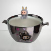 Бульйонниця порцелянова Labubu з кришкою та ручками 800 (мл) Ø15 (см) дитяча тарілка для супу та локшини Сріблястий з сірим FM-34A