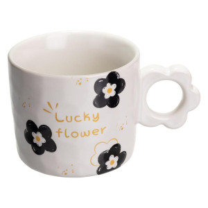 Чашка для чаю та кави порцелянова Lucky Flower 420 (мл) гарна оригінальна кружка на подарунок Біла FM-14D. Photo 2
