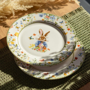 Набір обідніх тарілок пасхальних Garden Rabbits порцелянові 25 см HP-7323-5A. Photo 2