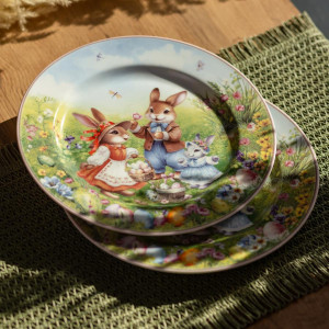 Набір обідніх тарілок Rabbit Family порцелянових  2штуки 25см  HP-7323-10. Photo 2