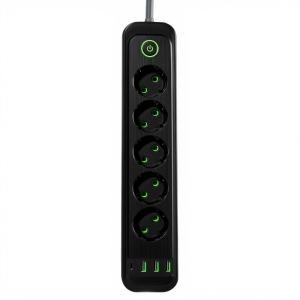 Мережевий фільтр-подовжувач 5 розеток 3xUSB-A 1xUSB-C 3м чорний HP-5-42