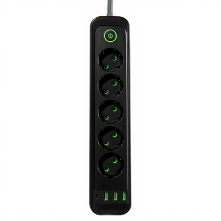 Мережевий фільтр-подовжувач 5 розеток 3xUSB-A 1xUSB-C 3м чорний HP-5-42