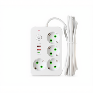 Мережевий фільтр-подовжувач 4 розетки 2xUSB-A 1xUSB-C 3м білий HP-5-45. Photo 2