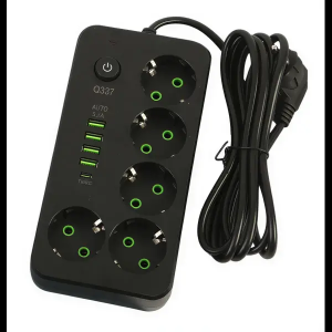 Мережевий фільтр-подовжувач 5 розеток 4xUSB-A 1xUSB-C 3м чорний HP-5-50