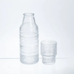 Графін для напоїв Pearl Dots 700 мл зі склянкою із товстого скла HP-17-13. Photo 2